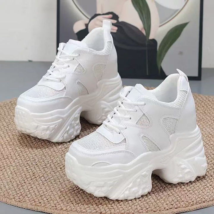 Damen modische Chunky Sneakers mit hoher Plateausohle und atmungsaktivem Mesh-Drune