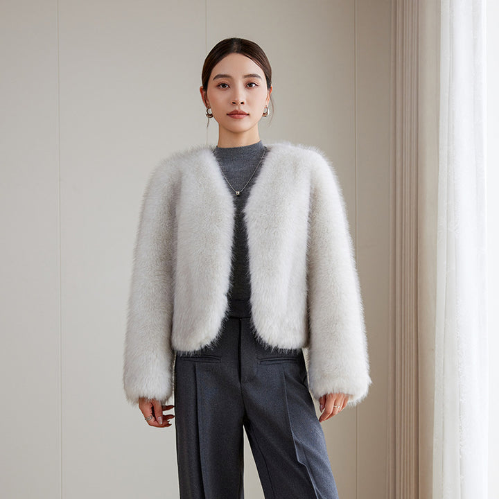 Damen Eleganter Felljacke Drune
