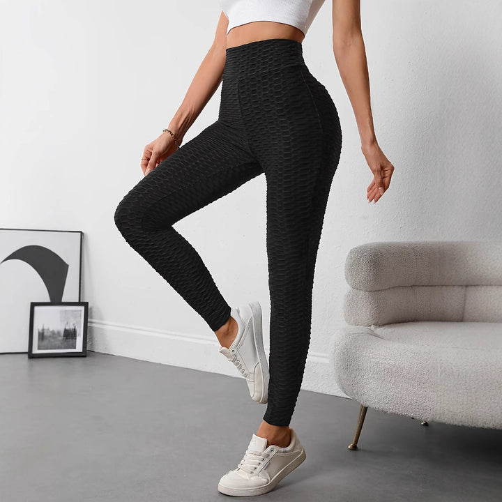 Damen Hochtaillierte Sportleggings mit strukturierter Oberfläche Drune