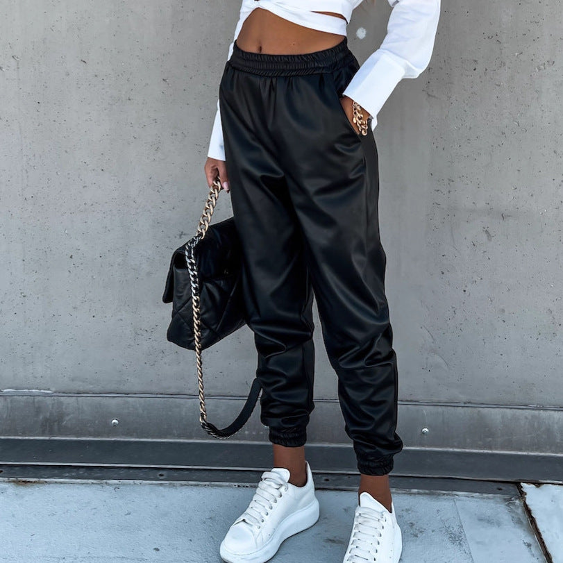 Damen Bequeme Jogginghose im sportlichen Stil mit elastischem Bund und Taschen Drune