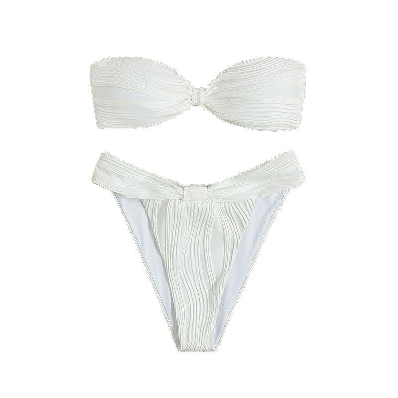 Damen Bandeau-Bikini mit dekorativem Wickeldetail Drune