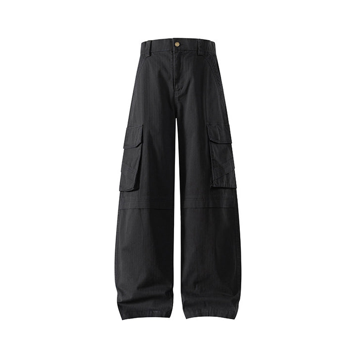 Damen weite Cargo-Hose mit hoher Taille und Multifunktions-Taschen Drune