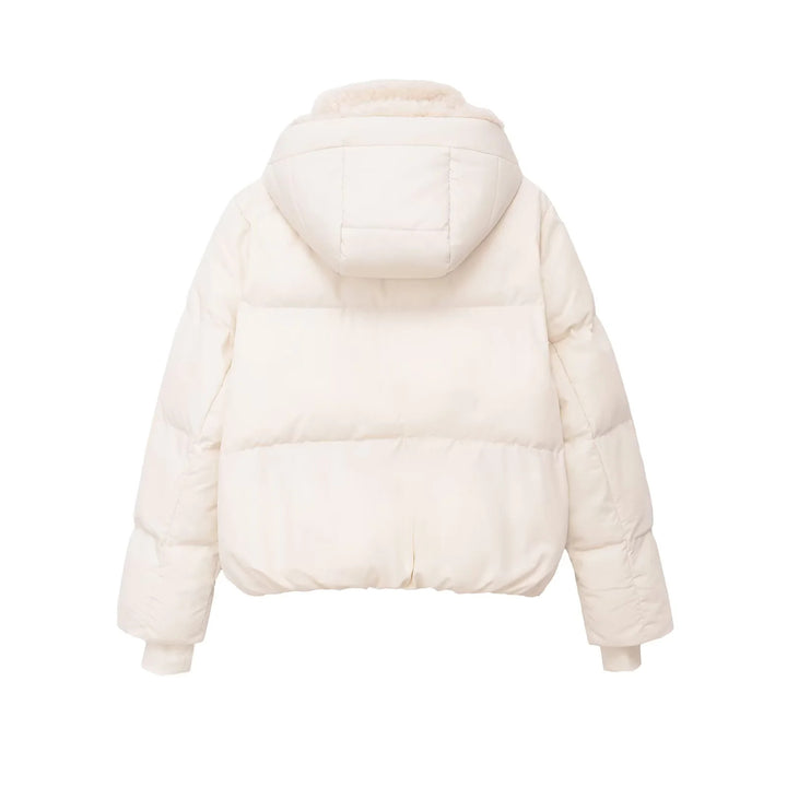 Damen nan gesteppte Kapuzen‑Daunenoptik Jacke mit Teddyfutter und hohem Kragen Drune
