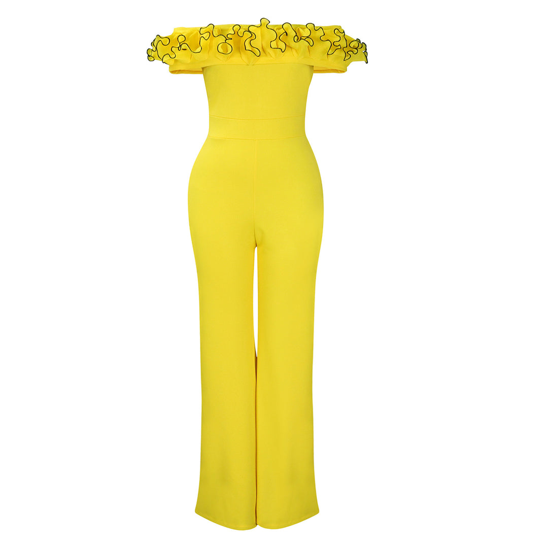 Damen Jumpsuit mit voluminösem Rüschenkragen und elegantem Schnitt Drune