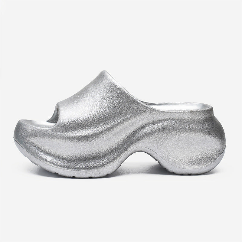 Femme Stilvolle Offene Zehen Clogs mit Einzigartigem Skulptiertes Design Drune