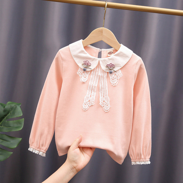Damen elegante Bluse mit Spitzenapplikationen Drune