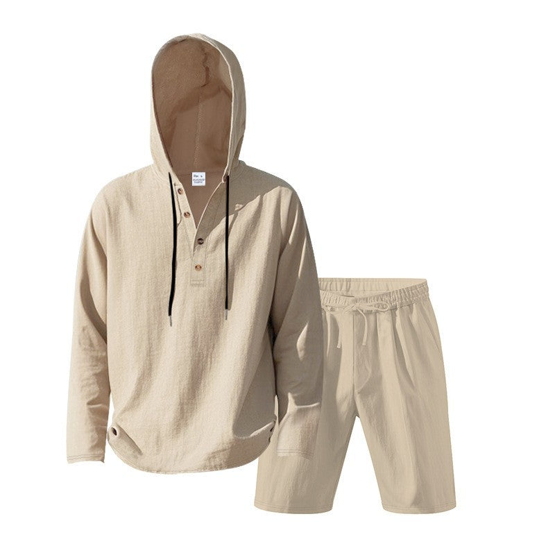 Herren lässiges Kapuzenshirt mit kurzer Hose im entspannten Stil Drune