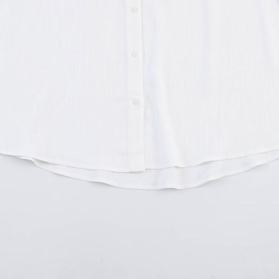 Damen Oversize-Hemdbluse mit Spitzenapplikation und klassischem Kragen Drune