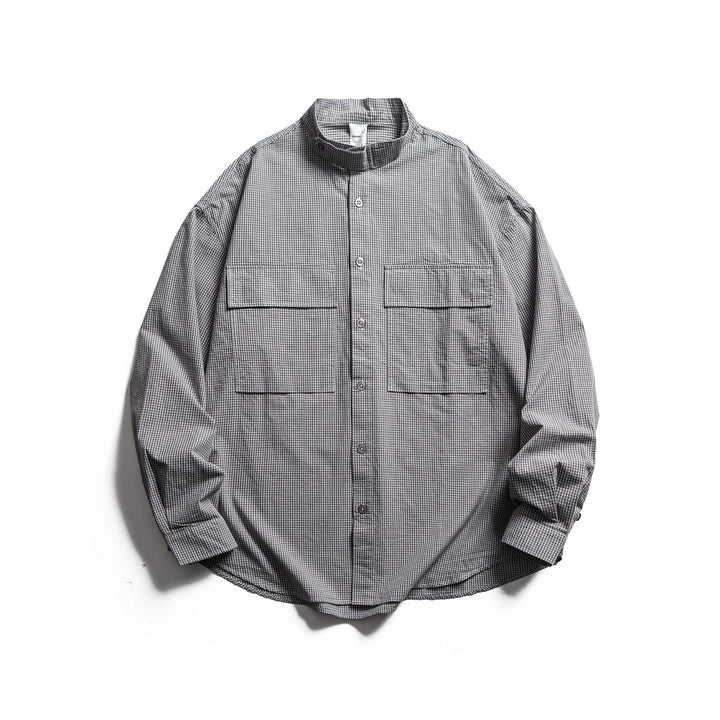 Herren Karo-Hemdjacke mit Stehkragen und aufgesetzten Brusttaschen Drune