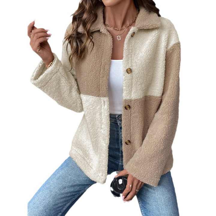 Damen kuschelweiche Fleecejacke mit Blockmuster Drune