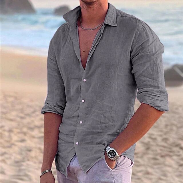 Herren Sommerliche Leinenhemd Drune