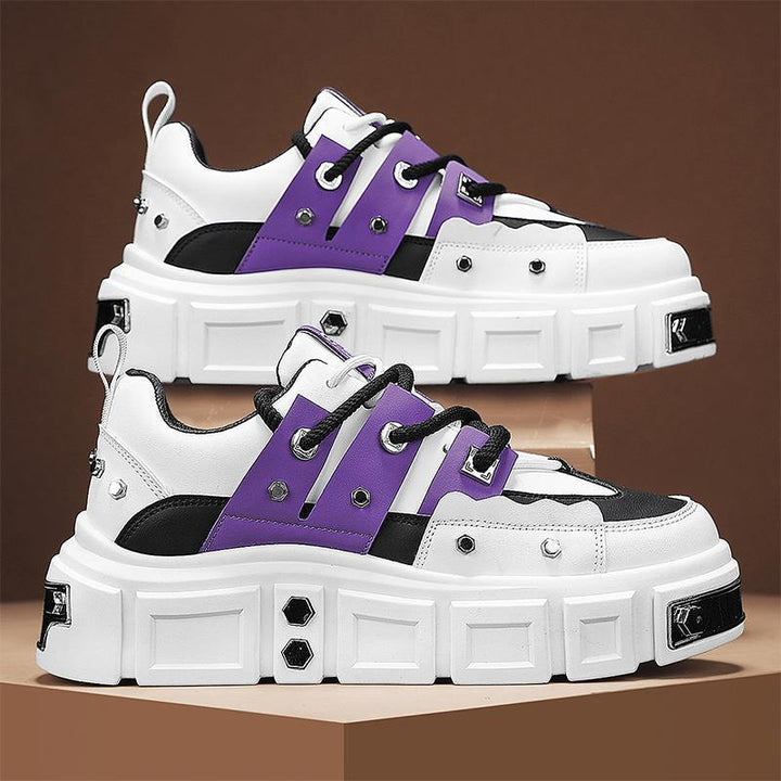 Damen Plateau-Sneaker mit dekorativen Metallnieten und strukturiertem Overlayer Drune
