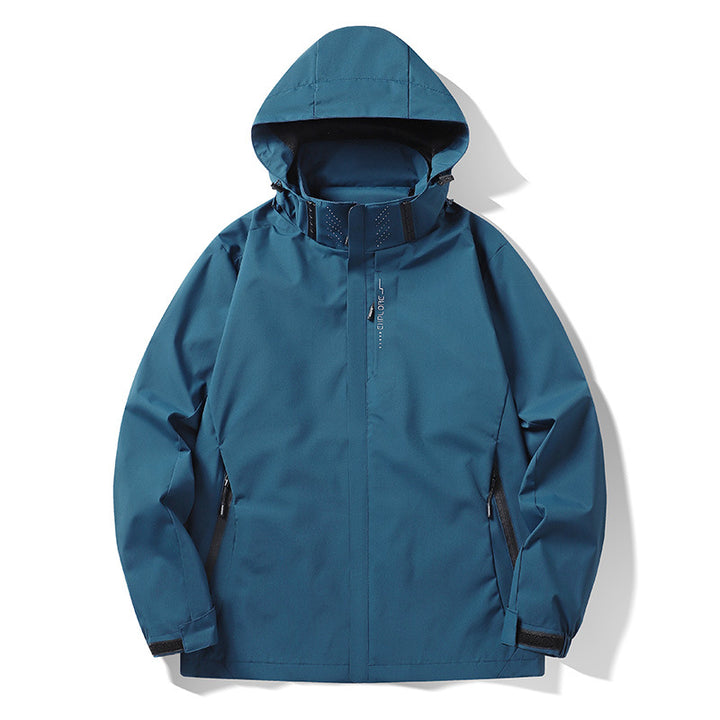 Herren Wasser- und winddichte technische Kapuzen-Outdoorjacke mit verschweißten Nähten und atmungsaktivem Futter Drune