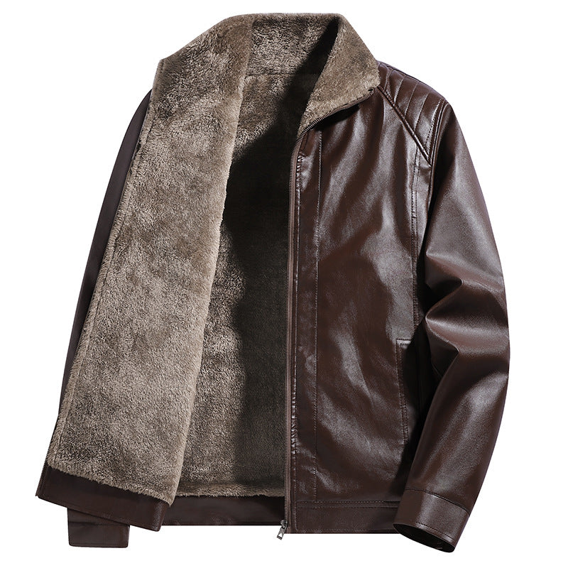 Herren Kunstleder-Fliegerjacke mit Teddyfutter und gesteppter Schulterpartie Drune