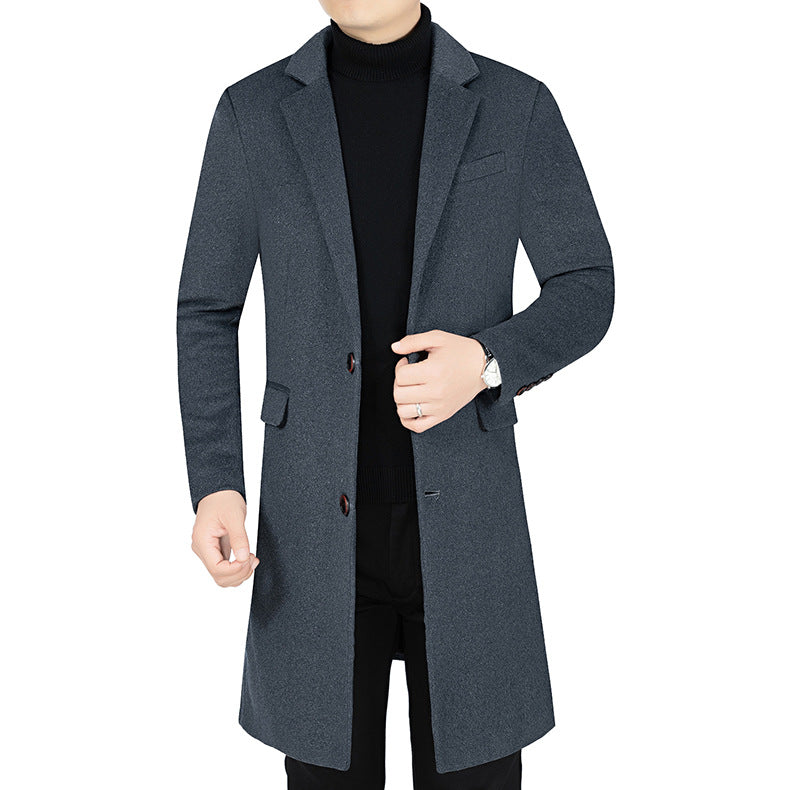 Herren Langer Wollmix-Mantel mit durchgehendem Kunstfell-Futter und schlanker Silhouette Drune