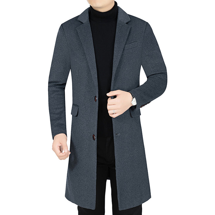 Herren Langer Wollmix-Mantel mit durchgehendem Kunstfell-Futter und schlanker Silhouette Drune