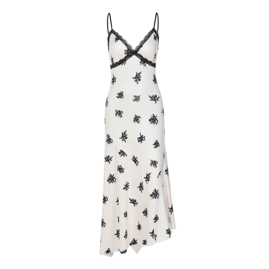 Damen Elegantes Maxikleid mit floralem Relief und feinen Spaghettiträgern Drune