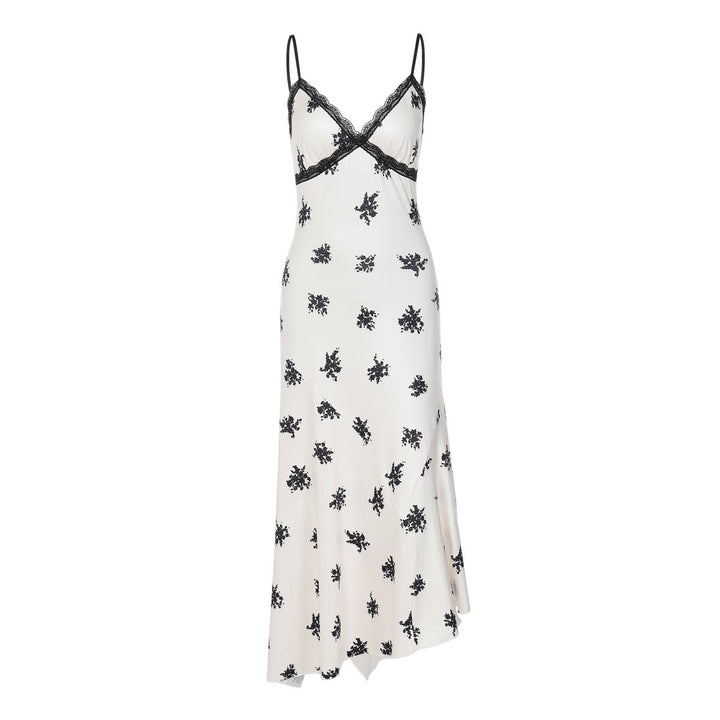 Damen Elegantes Maxikleid mit floralem Relief und feinen Spaghettiträgern Drune