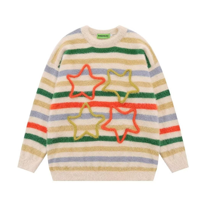 Damen Gemütlicher Strickpullover mit Sternenmotiv Drune