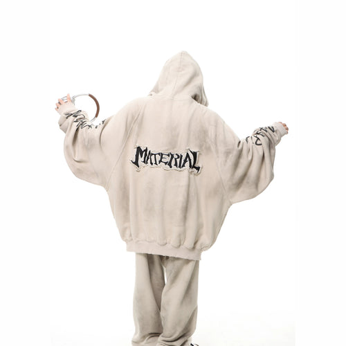 Unisex Kapuzenpullover im Oversize‑Cut mit Batik‑Wash und Statement‑Rückenprint Drune