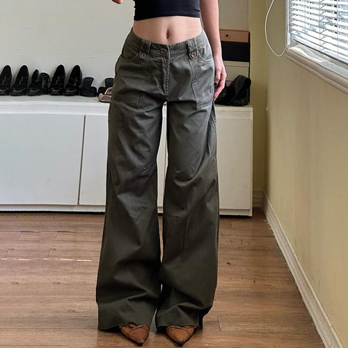 Damen weite Cargo-Hosen mit praktischen Taschen und engem Bund Drune