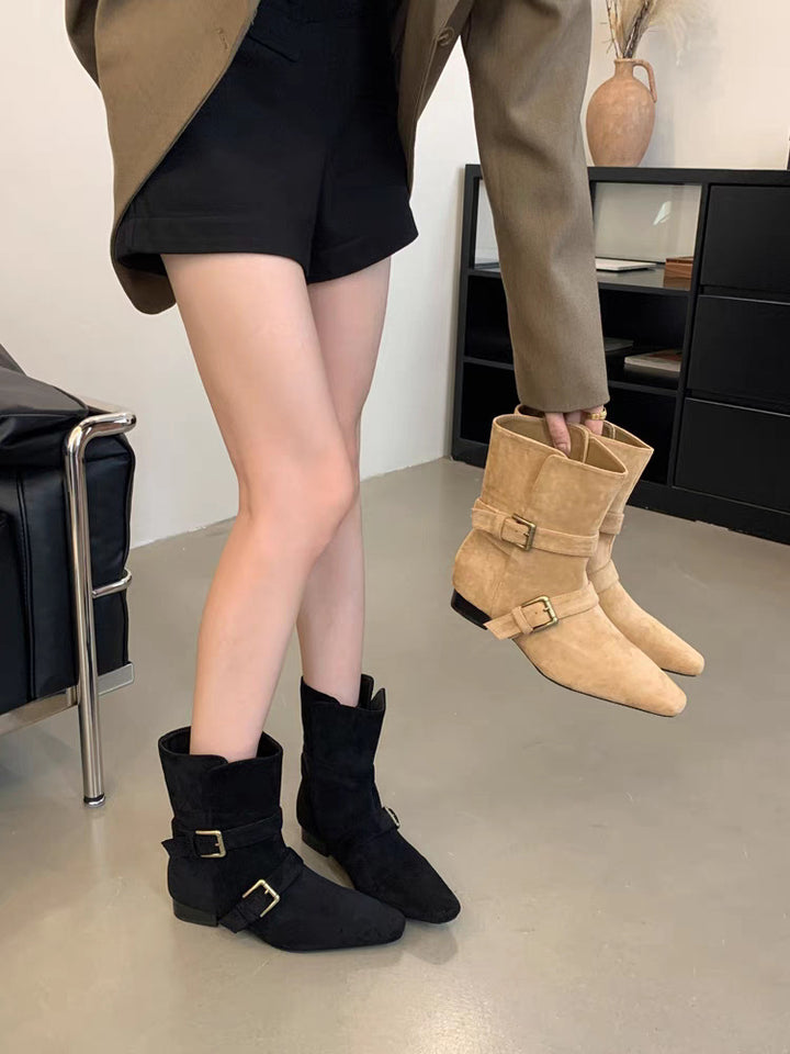 Damen Stylishe Ankle-Boots mit modischem Ketten-Detail und Absatz Drune