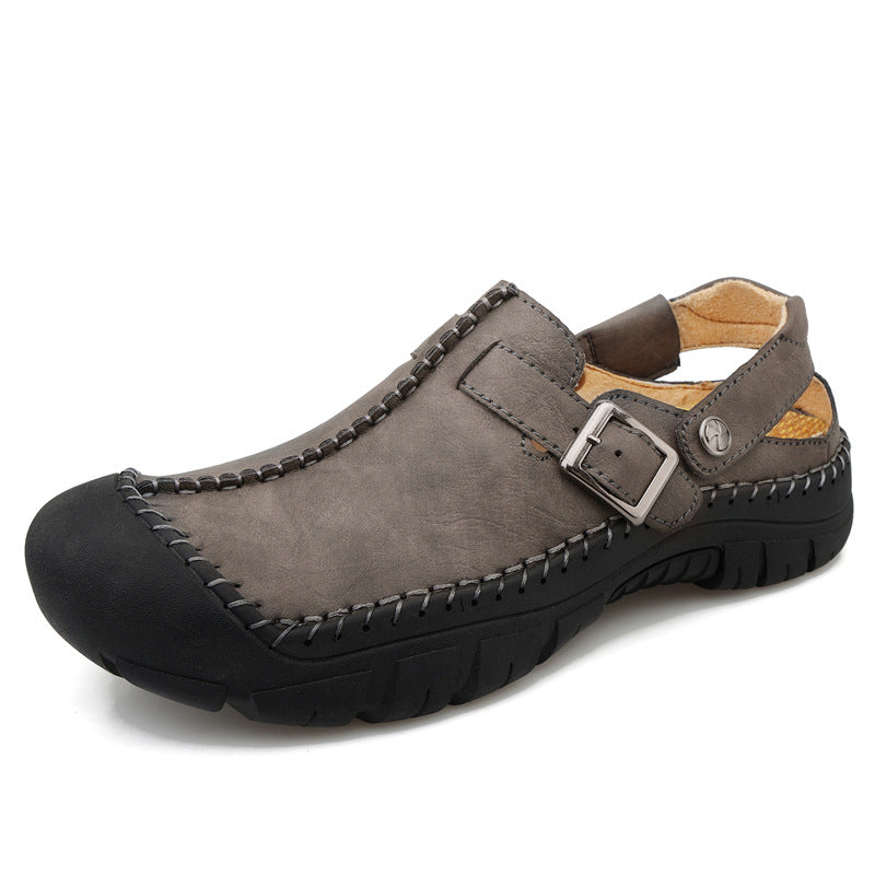 Herren Clogs aus hochwertigem Leder mit komfortablem Riemen und rutschfester Sohle Drune