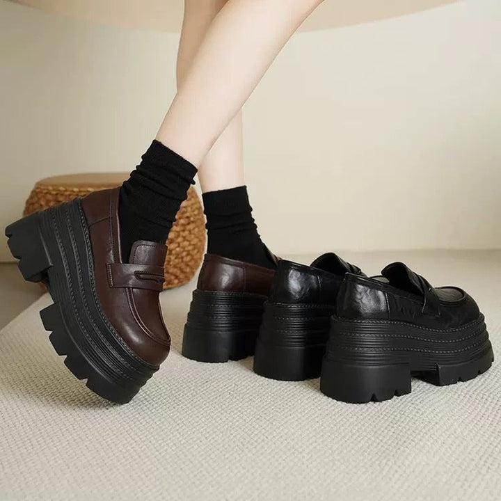 Damen Chunky Mokassins mit dämpfendem Plateau und modischem Riemendesign Drune