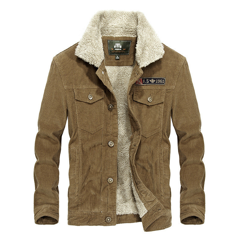 Herren Trucker-Cordjacke mit Teddyfutter und aufgesetzten Brusttaschen Drune