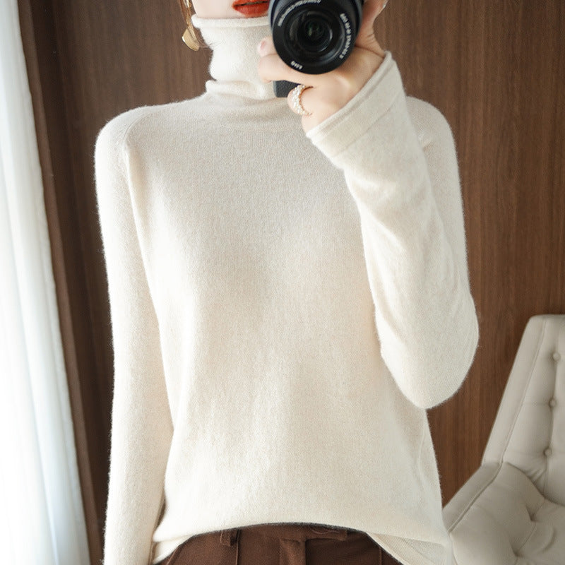 Damen Weicher Rollkragenpullover aus Kaschmir‑Look mit Daumenloch und figurbetonter Silhouette Drune
