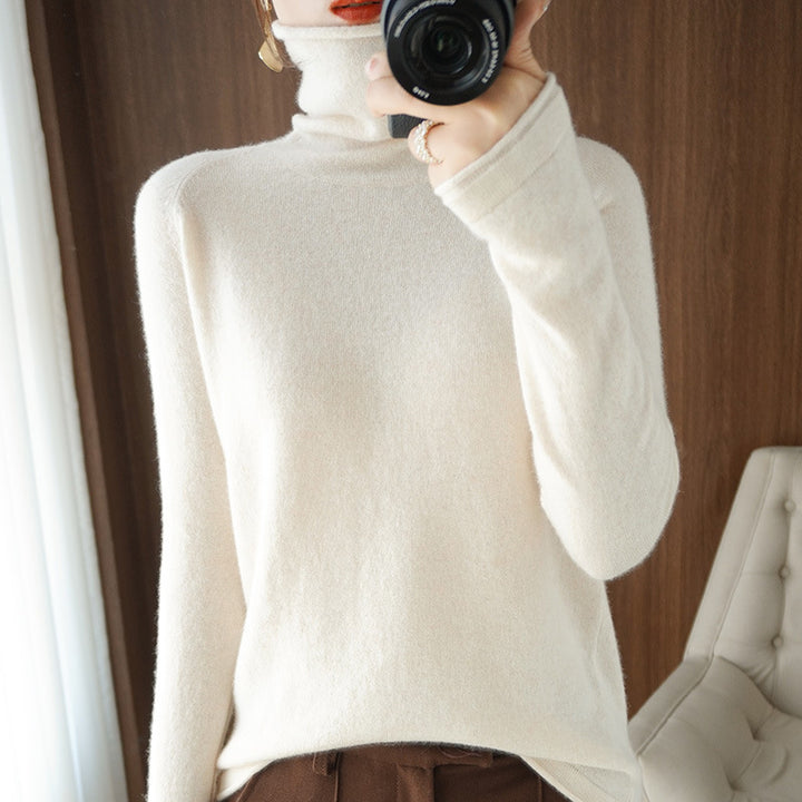 Damen Weicher Rollkragenpullover aus Kaschmir‑Look mit Daumenloch und figurbetonter Silhouette Drune