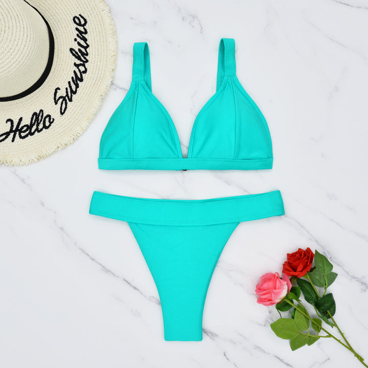 Damen Triangel-Bikini mit floralem Muster und verstellbaren Trägern Drune