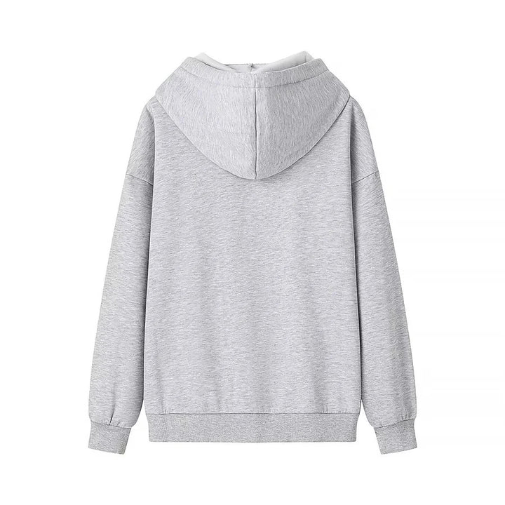 Unisex nan oversized Kapuzenpullover aus Baumwollmix mit Kängurutasche, Bindebandkapuze und Rippbündchen Drune