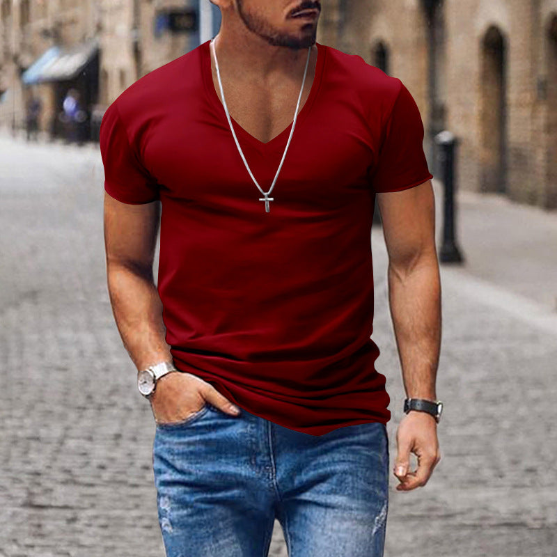 Herren lässiges V-Ausschnitt T-Shirt Drune