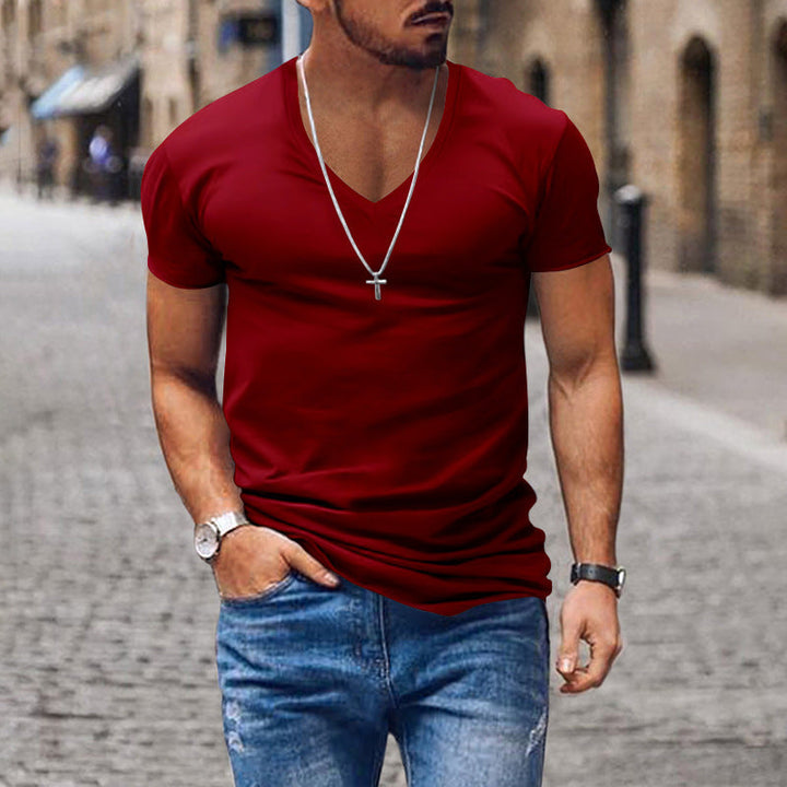 Herren lässiges V-Ausschnitt T-Shirt Drune