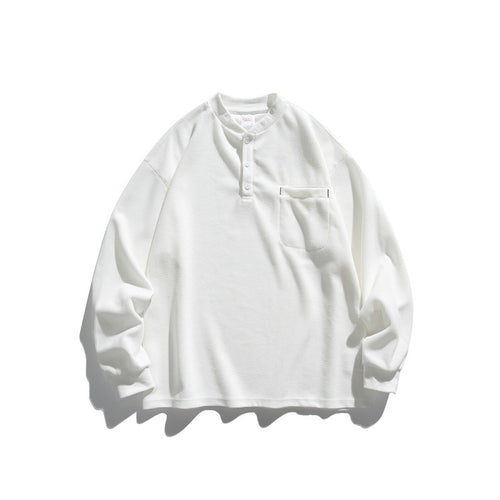 Unisex Oversize Waffel-Henley mit Raglanärmeln und Brusttasche Drune