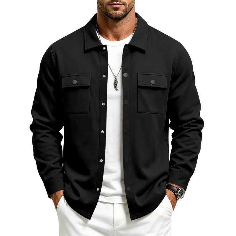 Herren Overshirt-Jacke mit Druckknopfleiste und aufgesetzten Brusttaschen Drune
