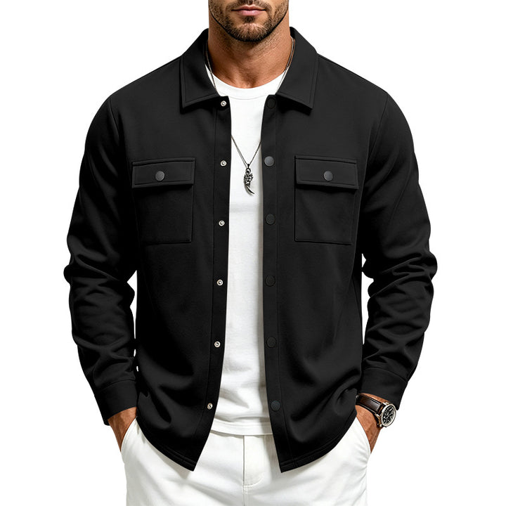 Herren Overshirt-Jacke mit Druckknopfleiste und aufgesetzten Brusttaschen Drune