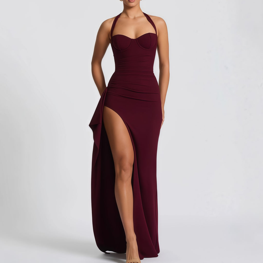 Damen Elegantes Abendkleid mit raffiniertem Schlitz und trägerlosem Design Drune