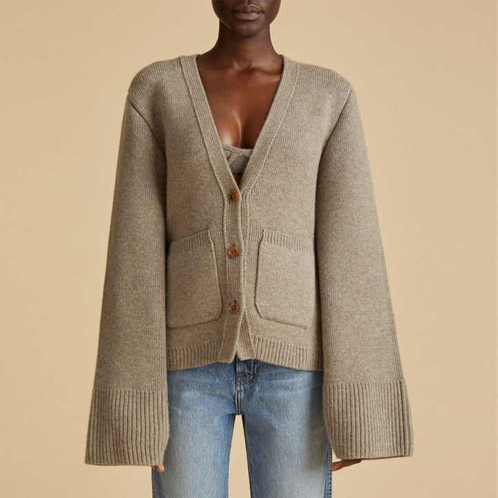 Damen Kuscheliger Strickcardigan mit übergroßen Ärmeln Drune