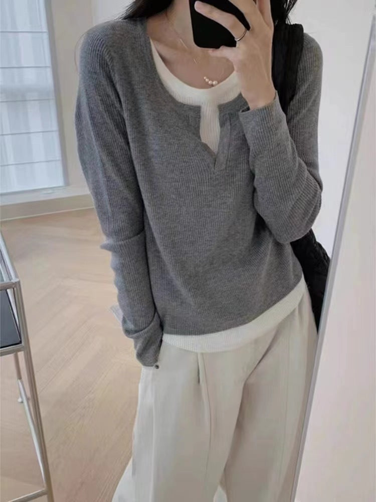 Damen Feinstrickpullover mit V-Ausschnitt und Raglanärmel Drune