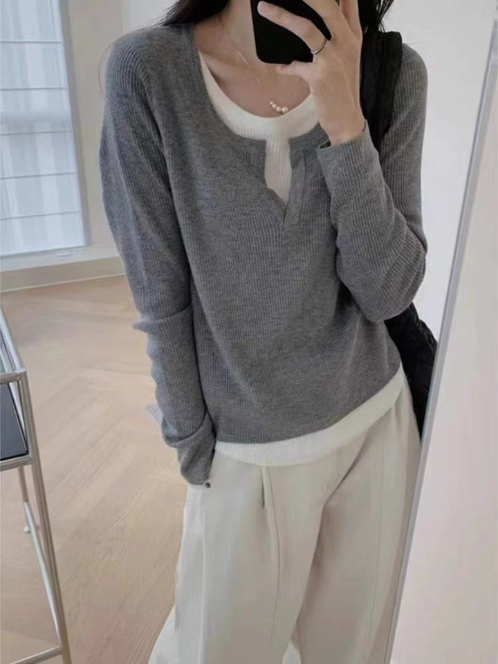Damen Feinstrickpullover mit V-Ausschnitt und Raglanärmel Drune