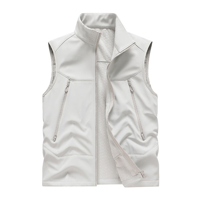 Herren Wasserabweisende Softshell-Weste mit Stehkragen, Reißverschlusstaschen & Atmungsaktivem Futter Drune