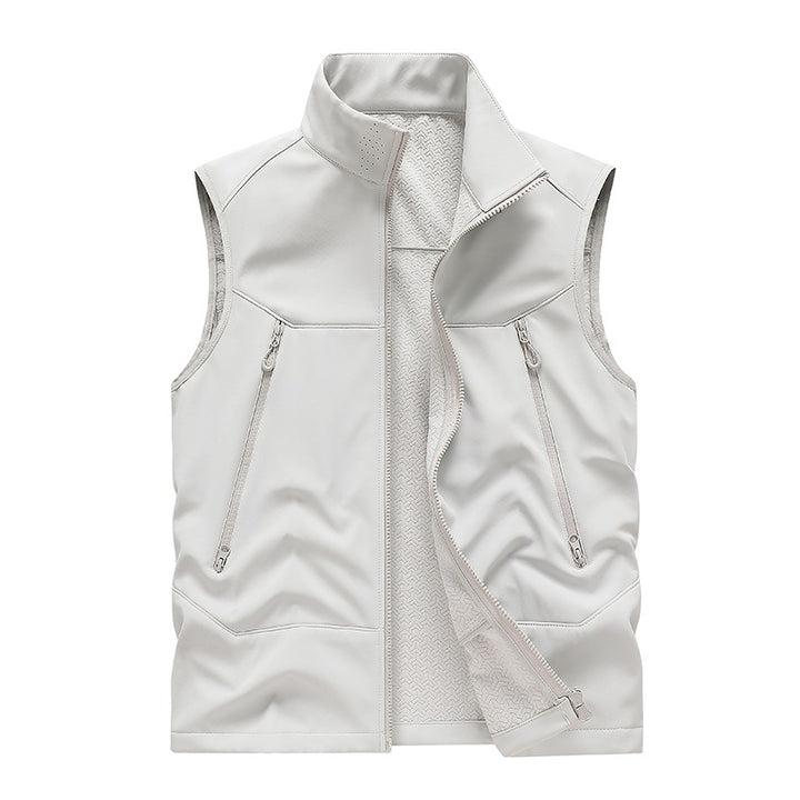Herren Wasserabweisende Softshell-Weste mit Stehkragen, Reißverschlusstaschen & Atmungsaktivem Futter Drune