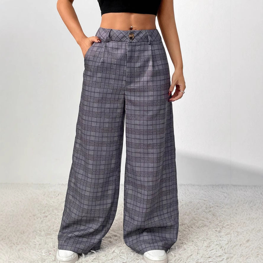 Damen kariert weite Hose Drune