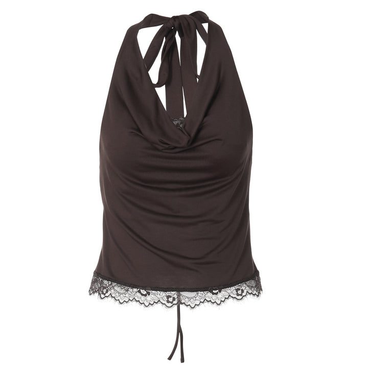 Damen Haltertop mit eleganter Spitzenkante Drune