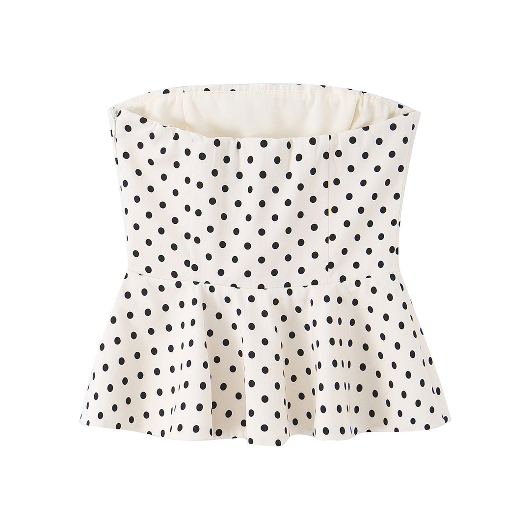 Damen Peplum-Oberteil mit strukturiertem Polka-Dot-Muster Drune