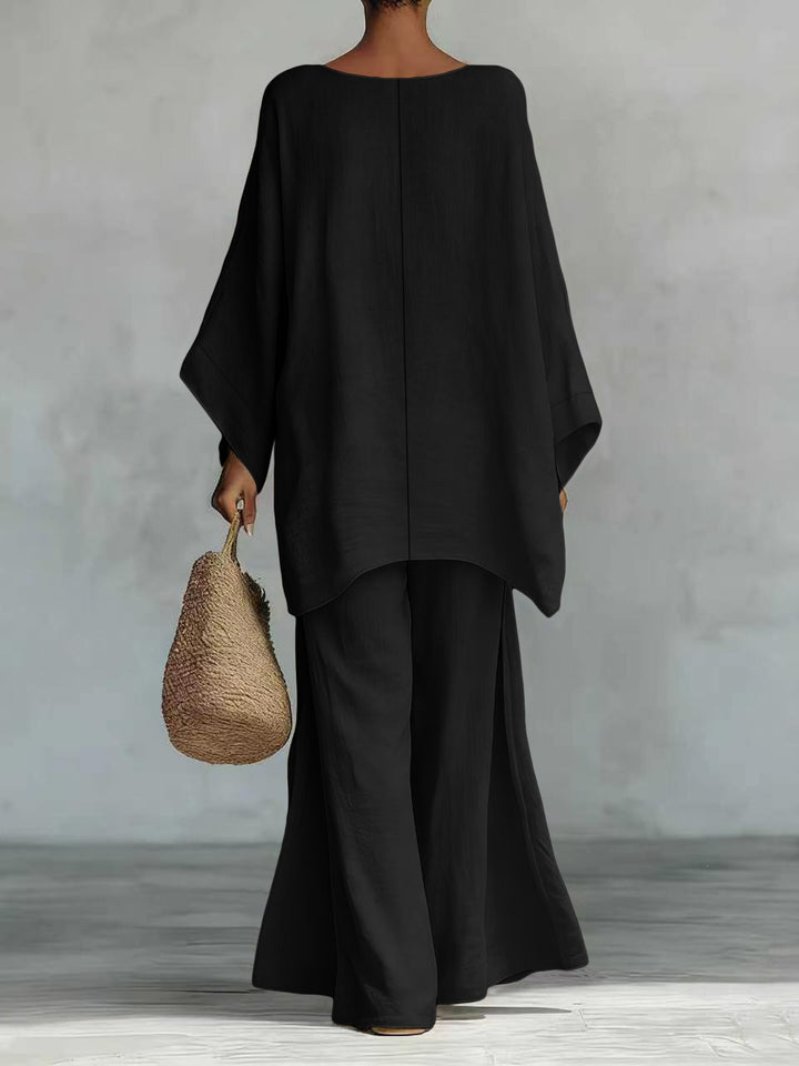 Damen Lässiges Oversize-Kaftanoberteil mit weiten Palazzohosen Drune