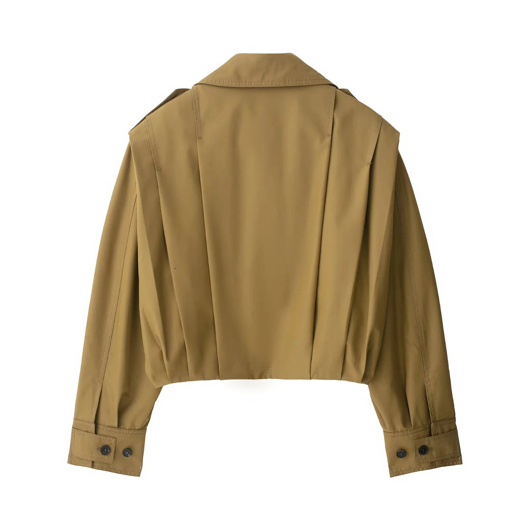 Damen nan kastiges Cropped-Trenchcape mit überschnittenen Schultern und dekorativen Epauletten Drune
