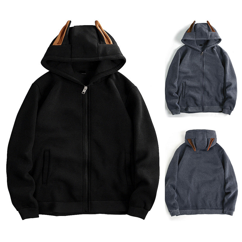 Herren Kapuzen-Sweatjacke mit durchgehendem Reißverschluss, fleecegefüttert und schmaler Passform Drune